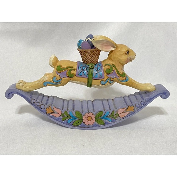 Jim Shore Heartwood Creek 'Easter Eggs-capades' Bunny On Rocker 6008404 - Picture 2 of 4